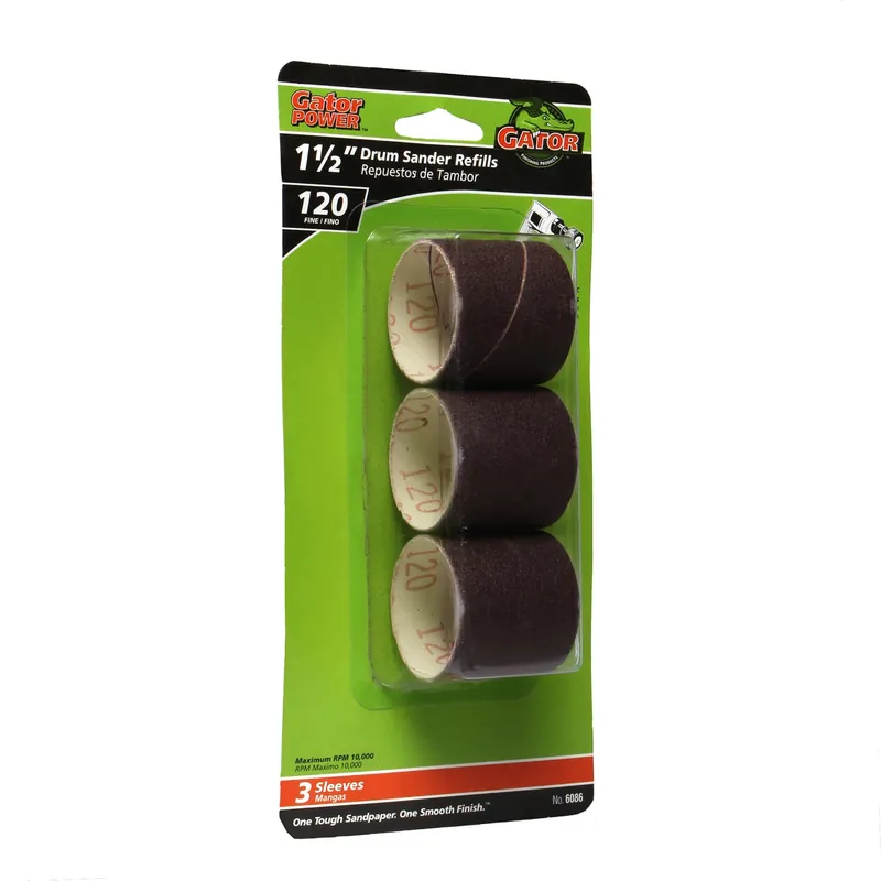 Gator 1.5 In. D X 1.5 In. L Aluminum Oxide Abrasive Sleeve Refill 120 Grit Fine 3 Pc