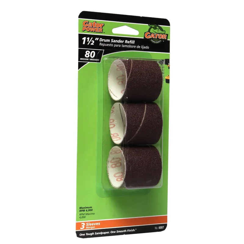 Gator 1.5 In. D X 1.5 In. L Aluminum Oxide Drum Sander Refill 80 Grit Medium 3 Pc