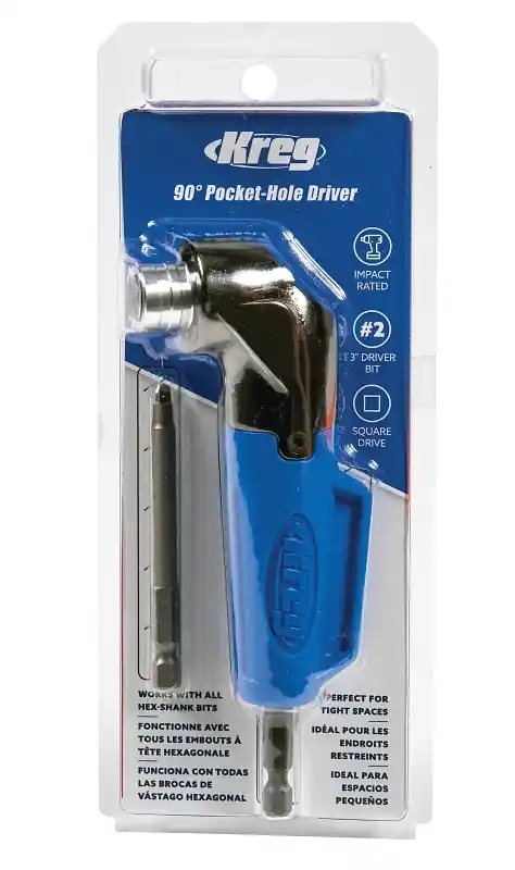 Pocket-hole Right Angle Drill Attachment With 3 In. Square Drive Bit