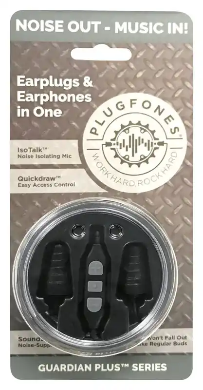 Guardian Plus 29 Db Earplugs/earphones With Mic, 3.5 Mm Jack, Black