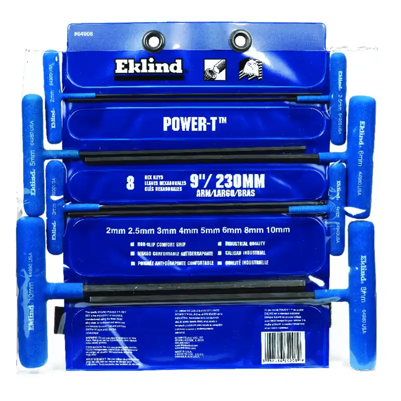 Power-t 2-10 Mm Metric T-handle Hex Key Set 8 Pieces 9 Inch