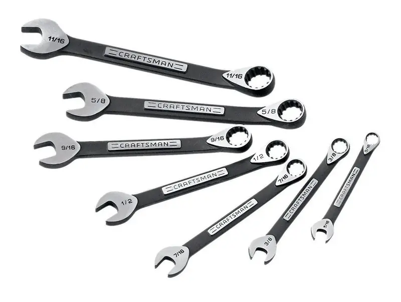 11/16 In. Sae Combination Wrench Set - 7 Piece Forged Steel