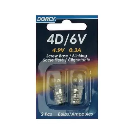 Dorcy 41-1656 4D/6V - 4.9V 0.3A Krypton Screw Base Blinking Replacement Bulb 2-Pack