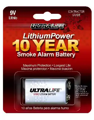 Lithium Battery, 9V, For Smoke/CO Detector