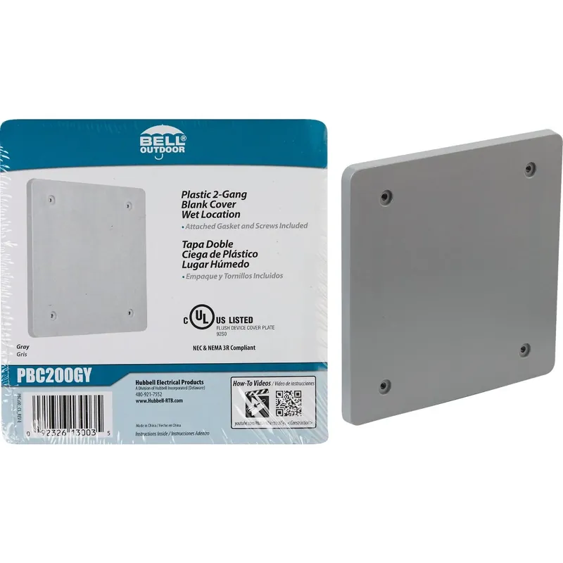 2-gang Square Polycarbonate Gray Weatherproof Outdoor Box Cover Pbc200gy