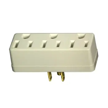 Ivory Triple Tap Plug-in Outlet Adapter 15 Amp 125 Volt Nema 5-15r