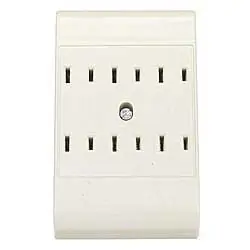 White Six Outlet Plug-in Outlet Adapter, Model C22-49687-00w, 15 Amp