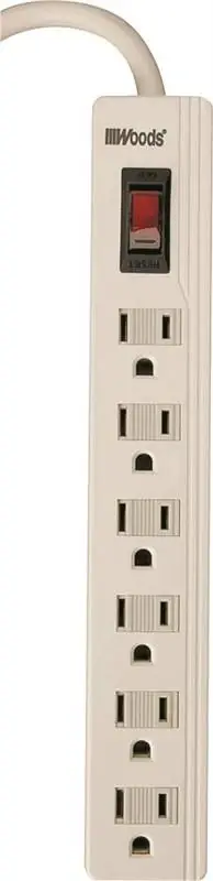 Woods 041401 6-outlet Power Strip, 15 Amp, 3 Feet Long Cord With Safety Covers