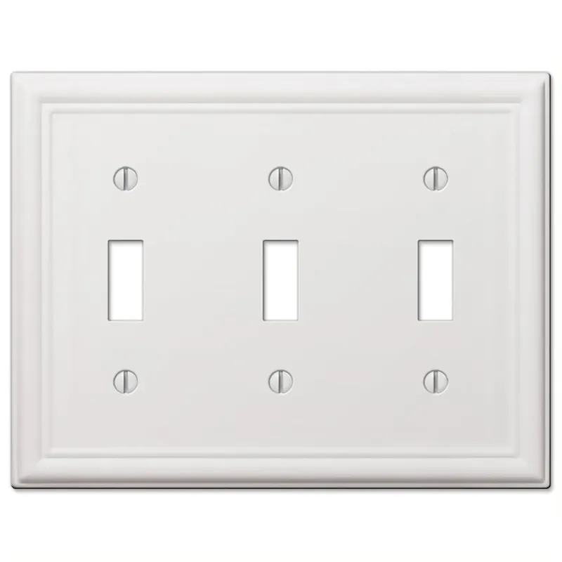 Amerelle Chelsea White 3 Gang Stamped Steel Toggle Wall Plate 1 Pk