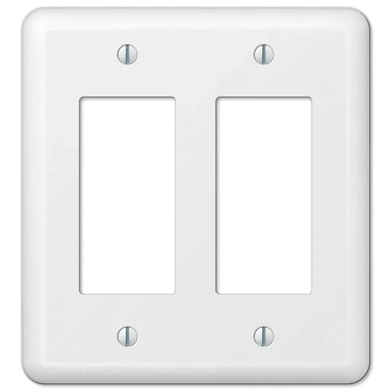 Amerelle Devon White 2 Gang Stamped Steel Decorator Wall Plate 1 Pk
