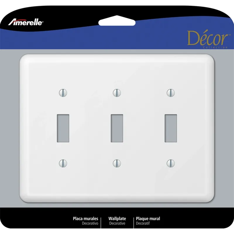 Amerelle Devon White 3 Gang Stamped Steel Toggle Wall Plate 1 Pk