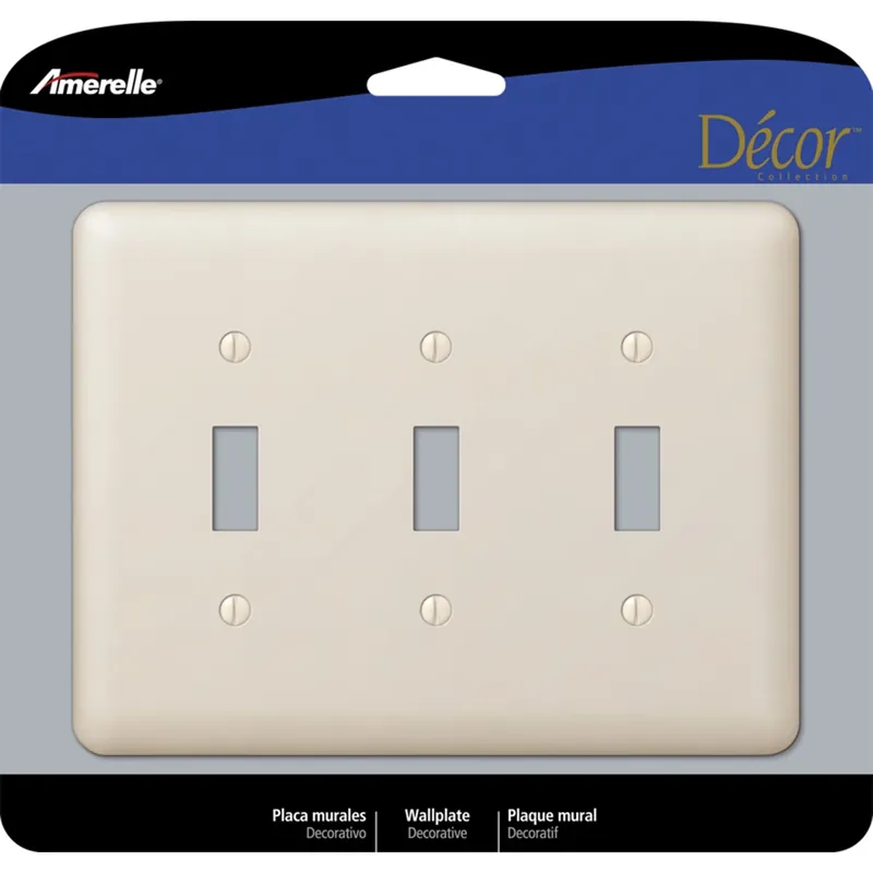Amerelle Devon Light Almond 3 Gang Stamped Steel Toggle Wall Plate 1 Pk