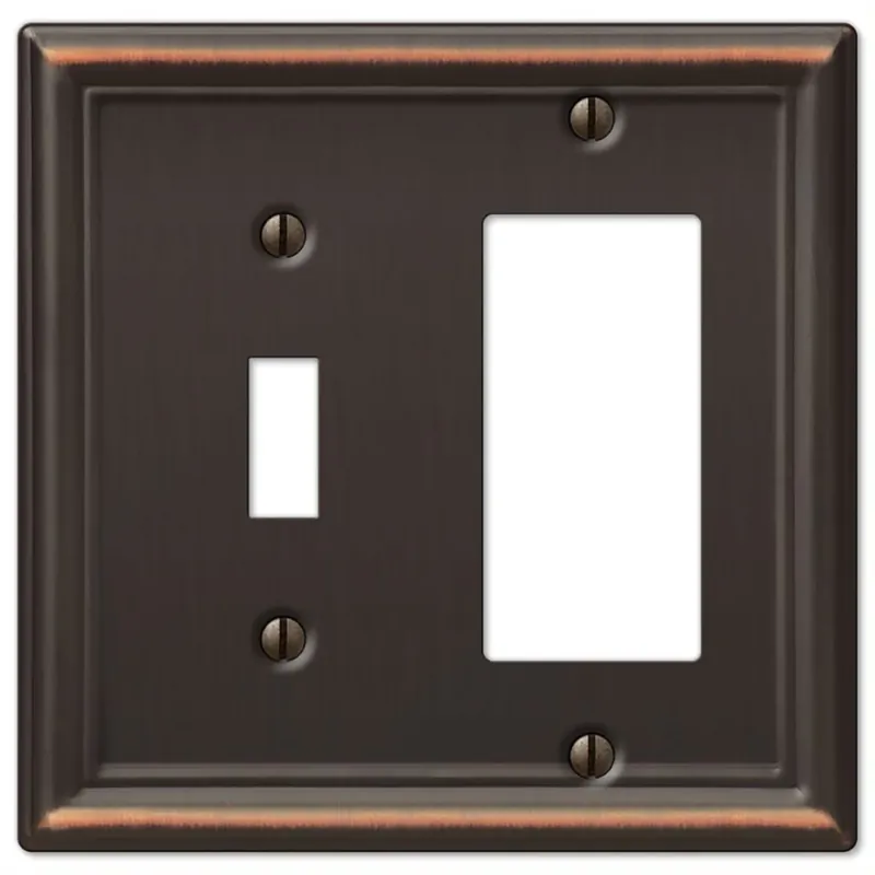 Amerelle Chelsea Aged Bronze 2 Gang Stamped Steel Rocker/Toggle Wall Plate 1 Pk