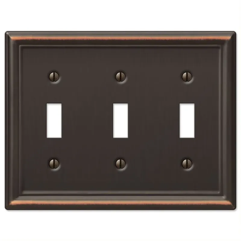 Amerelle Chelsea Aged Bronze 3 Gang Stamped Steel Toggle Wall Plate 1 Pk