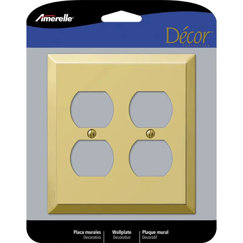 Amerelle Century Polished Brass 2 Gang Stamped Steel Duplex Wall Plate 1 Pk