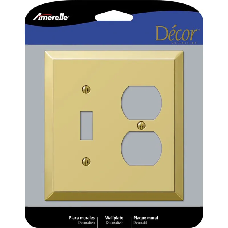 Amerelle Century Polished Brass 2 Gang Stamped Steel Duplex/Toggle Wall Plate 1 Pk