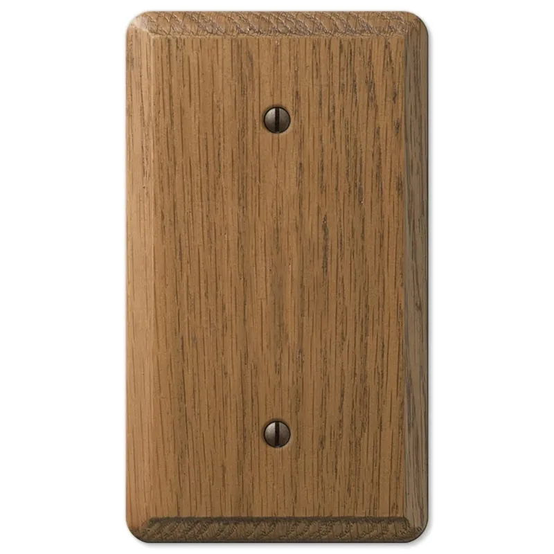 Amerelle Contemporary Medium Brown 1 Gang Oak Wood Blank Wall Plate 1 Pk