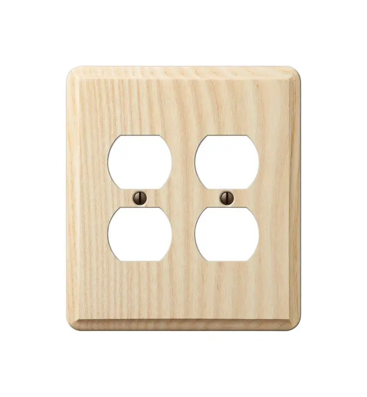 Amerelle Contemporary Unfinished Beige 2 Gang Ash Wood Duplex Wall Plate 1 Pk