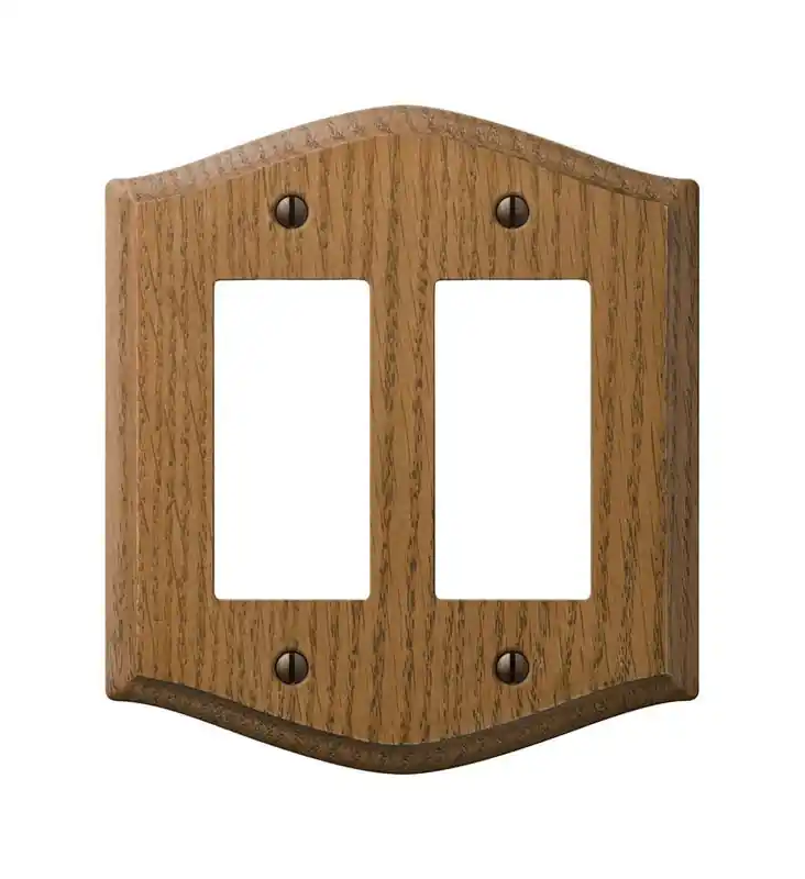 Amerelle Country Medium Brown 2 Gang Oak Wood Decorator Wall Plate 1 Pk