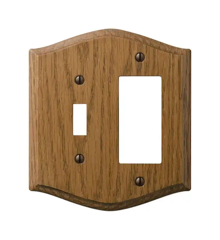 Amerelle Country Medium Brown 2 Gang Oak Wood Decorator/Toggle Wall Plate 1 Pk