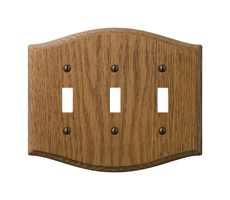 Amerelle Country Medium Brown 3 Gang Oak Wood Toggle Wall Plate 1 Pk