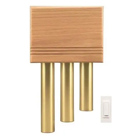 Sl-6186-c Wireless Door Chime Kit With Satin Brass Tubes And Solid Oak Finish