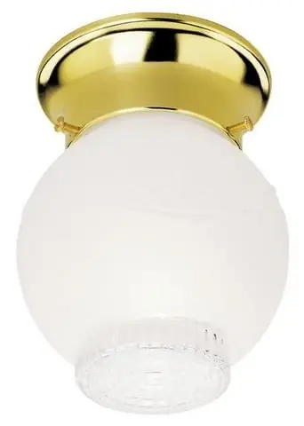 6660300 One-light Flush-mount Ceiling Fixture In Polished Brass With Frosted Glass
