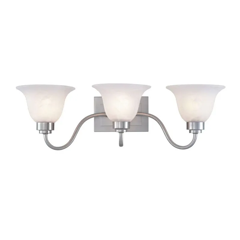 3-light Brushed Nickel Indoor Wall Fixture With Frosted White Alabaster Glass - Model 6664900