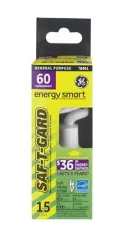 GE 78961 - 3308848 FLE15HT3/2/827/CVG Twist Medium Screw Base Compact Fluorescent Light Bulb