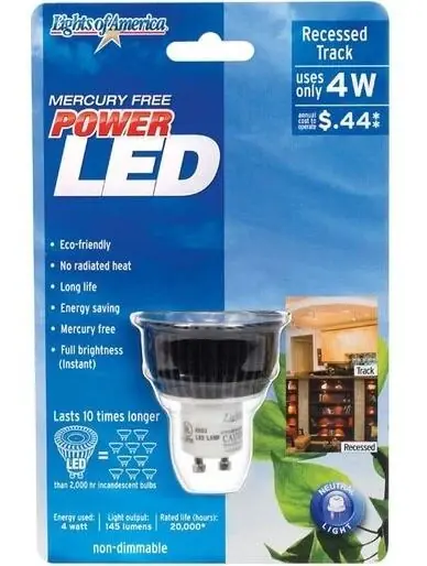 2101ledg10-41k-16 Power Mr16 Led Bulb, 4 Watt Bright White