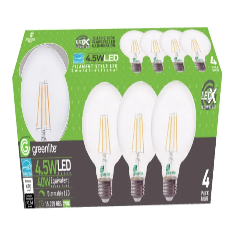 Greenlite G25 E26 (Medium) Filament LED Bulb Soft White 40 Watt Equivalence 4 Pk
