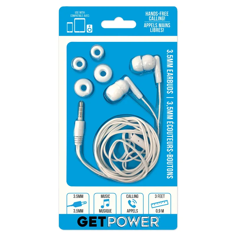 GetPower Earbud W/Microphone 1 Pk