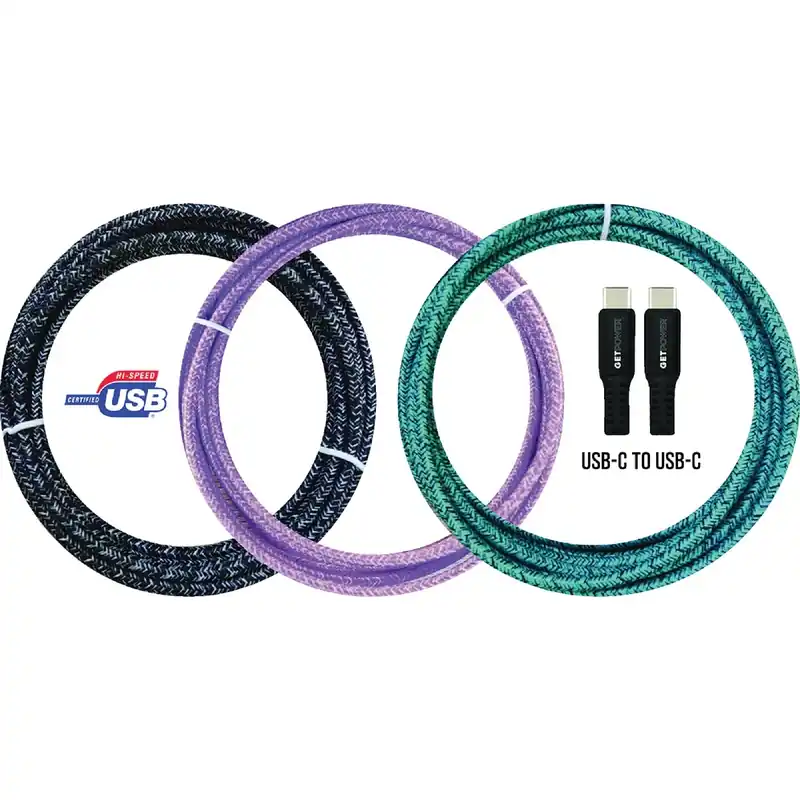 GetPower Assorted Braided USB-C Cable For Universal 10 Ft. L
