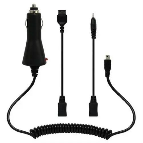 Multi-tip Vehicle Charger For Samsung, Nokia, And Mini Usb Phones - Black