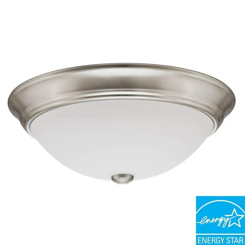 15-inch Brushed Nickel Fluorescent Round Ceiling Light Fixture 11983 Bnp