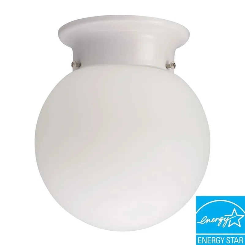 1-light 6-inch White Globe Flush Mount Ceiling Fixture Model 11981 Wh M4