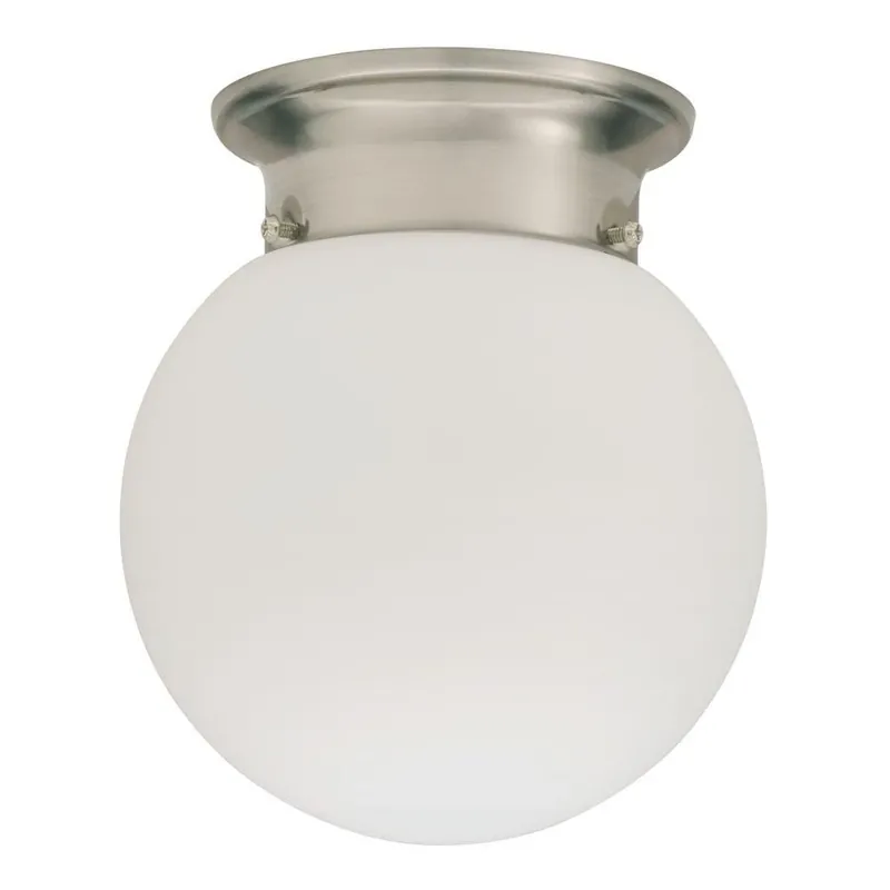 1-light Polished Brushed Nickel Flush Mount Ceiling Fixture 11981 Bnp M4
