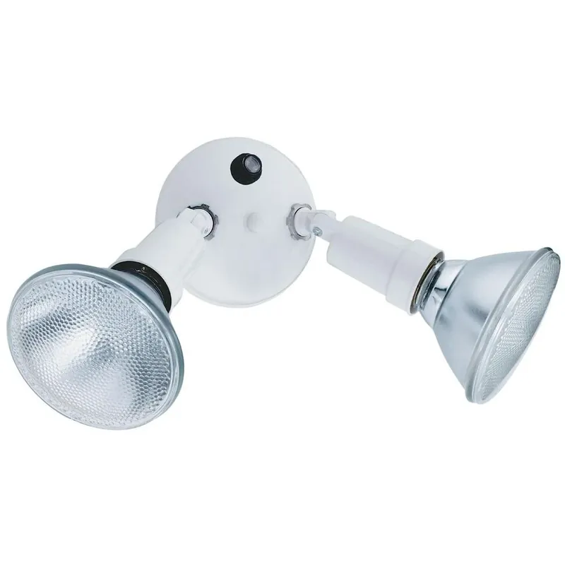 2-light Wall-mount Outdoor White Floodlight With Photocell