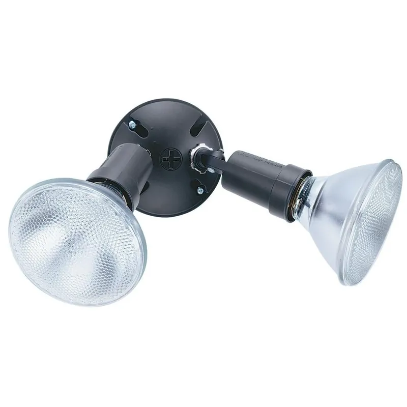 2-lamp Outdoor Black-bronze Flood Light, Model Ofth 300pr 120 Bz M12