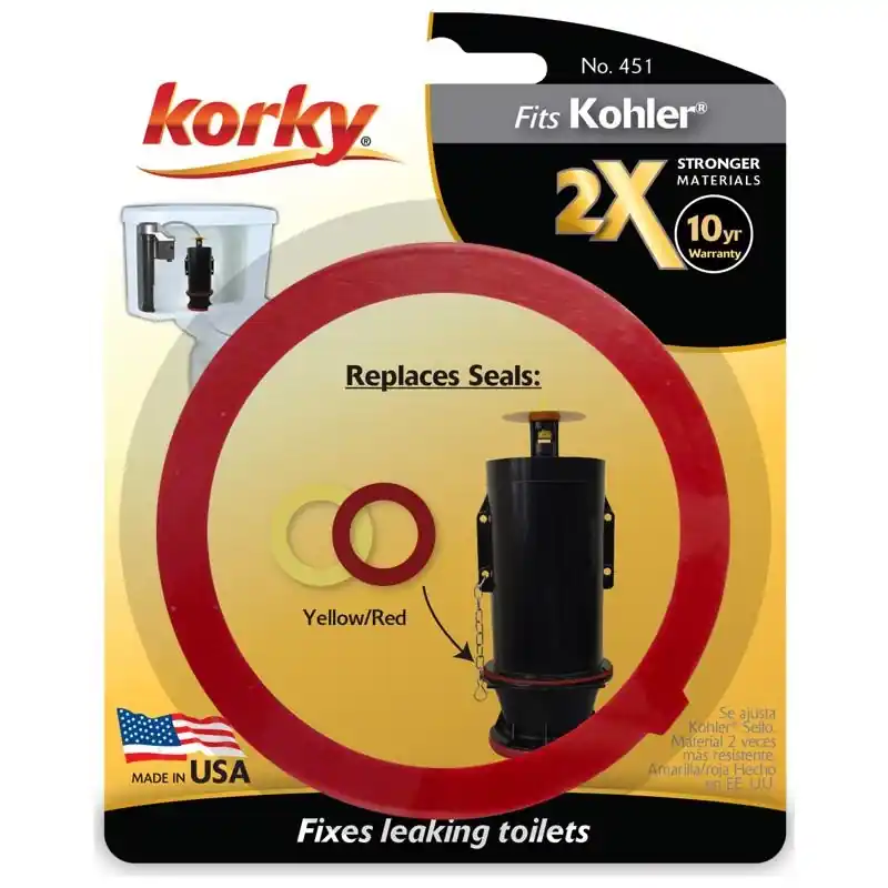 Korky 2x Long Life Red Rubber Toilet Flush Valve Seal For Kohler 3 Inch