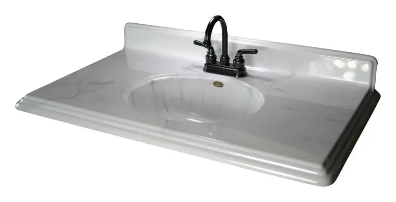 Single Gloss Solid White Vanity Top 39 In. W X 22-1/2 In. D