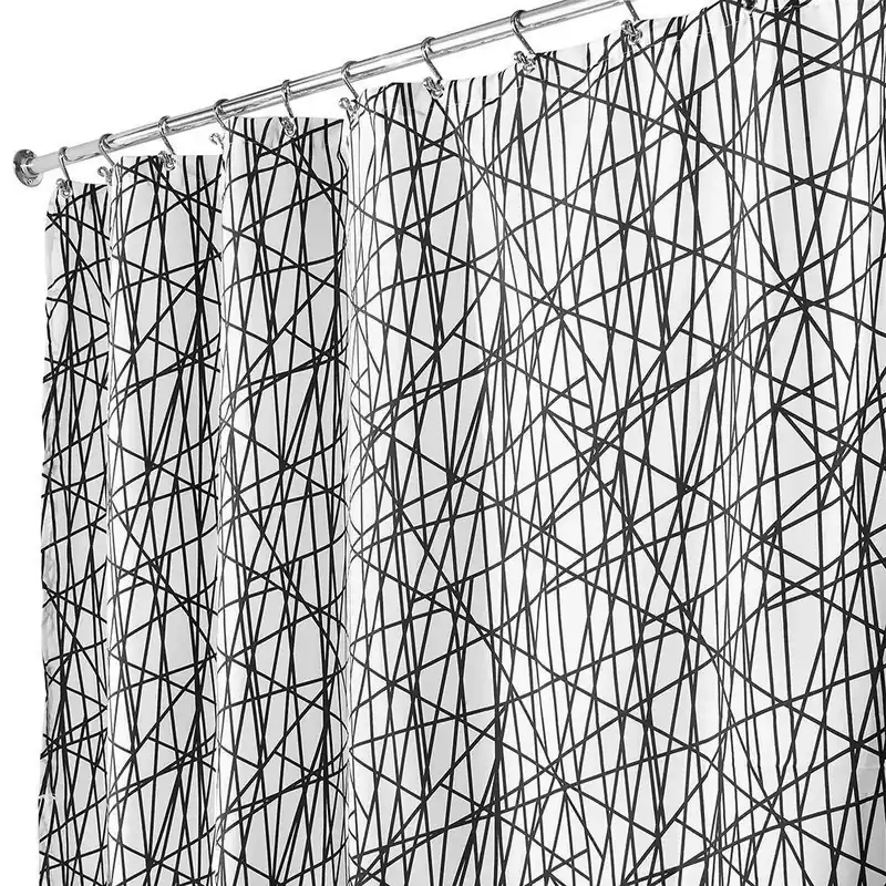 Shower Curtain, Abstract, Black/White Polyester, 72 X 72-In.