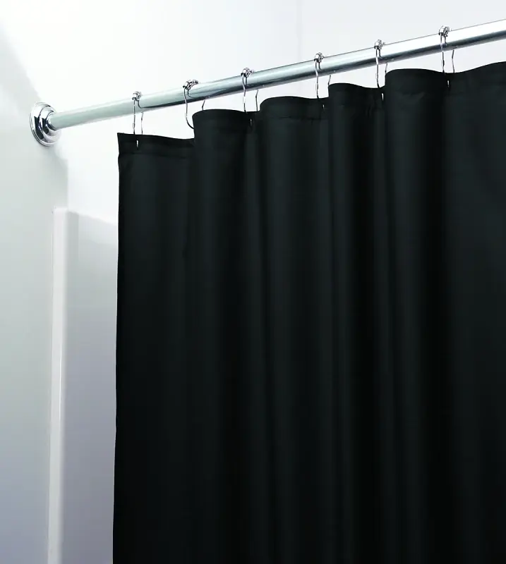 72 Inch Black Poly Waterproof Shower Curtain Liner With Reinforced Button Holes