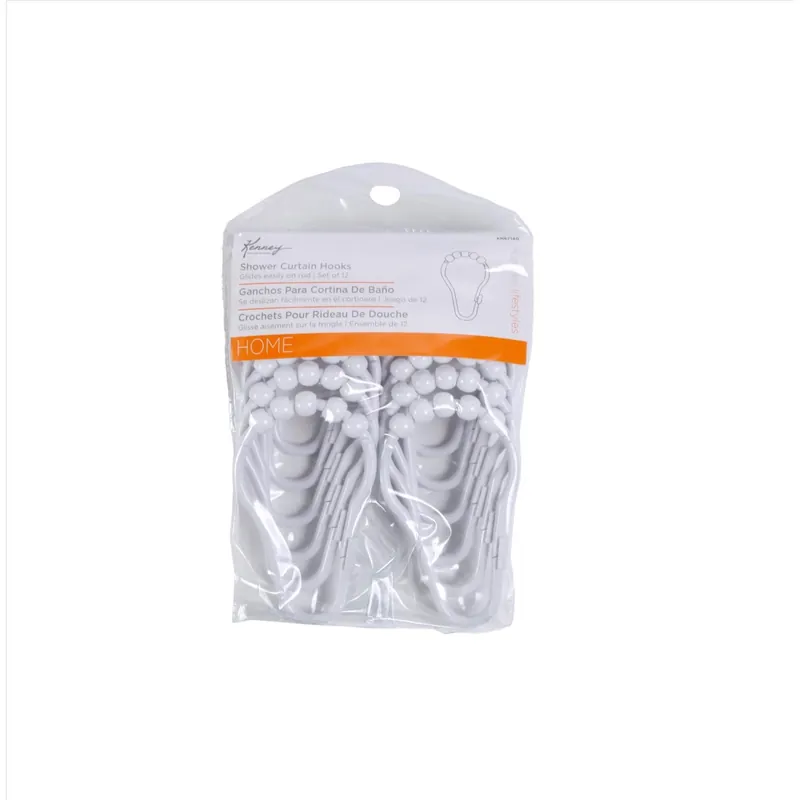 Kenney White Plastic Shower Curtain Rings 12 Pk