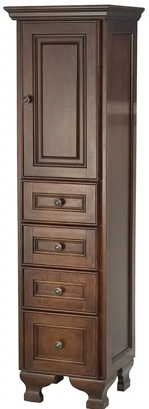 Hant1556 Dark Walnut Floor Cabinet, 1-door, 1-shelf, 4-drawer