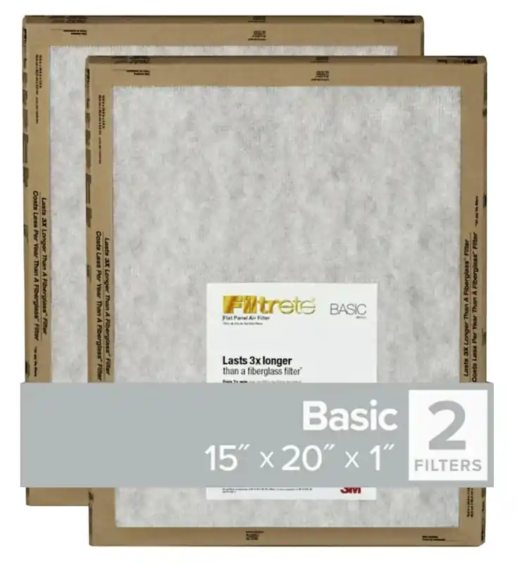 Filtrete 15 In. W X 20 In. H X 1 In. Synthetic 2 MERV Flat Panel Filter 2 Pk