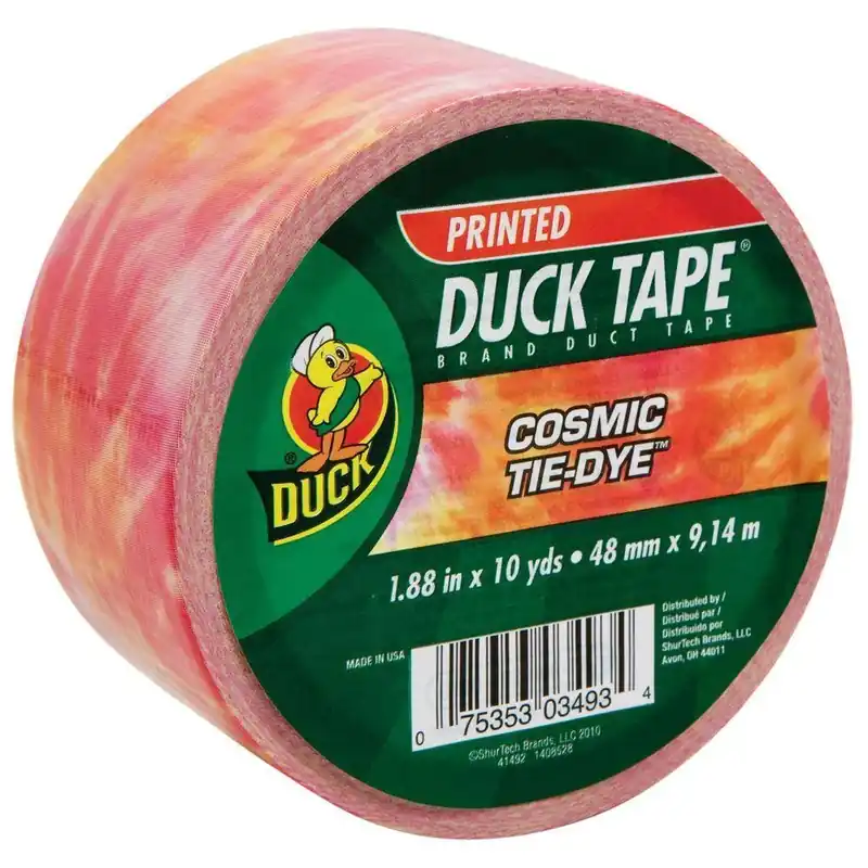 Shurtech Brands 1398077 Cosmic Tie Dye Printed Duct Tape Orange And Pink
