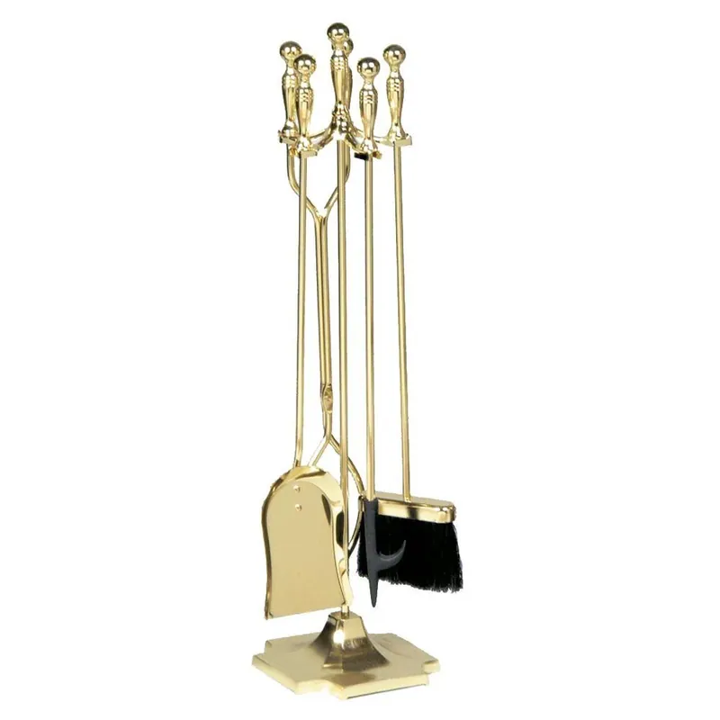 Polished Brass 5-piece Fireplace Tool Set - Model T51030pb