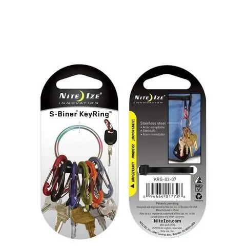 S-biner Key Ring With Rainbow Spectrum Finish And 6 Plastic Carabiners