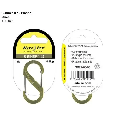 S-biner Plastic Size No. 2 - Olive Green Multi-use Clip